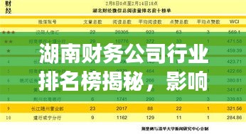 湖南财务公司行业排名榜揭秘，影响力与业绩的双重考量