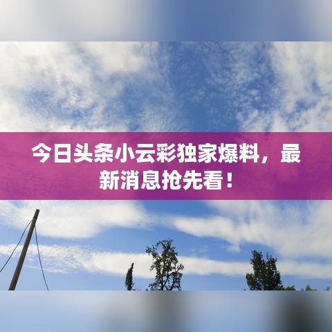 今日头条小云彩独家爆料，最新消息抢先看！