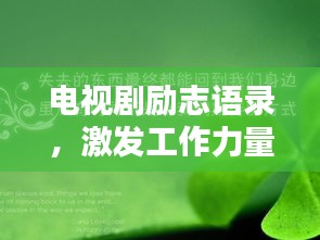 电视剧励志语录，激发工作力量的箴言妙语